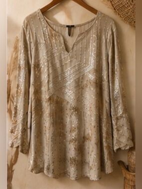 Sami & Jo Boho Style Textured Sequins‎ Blouse Size 1X